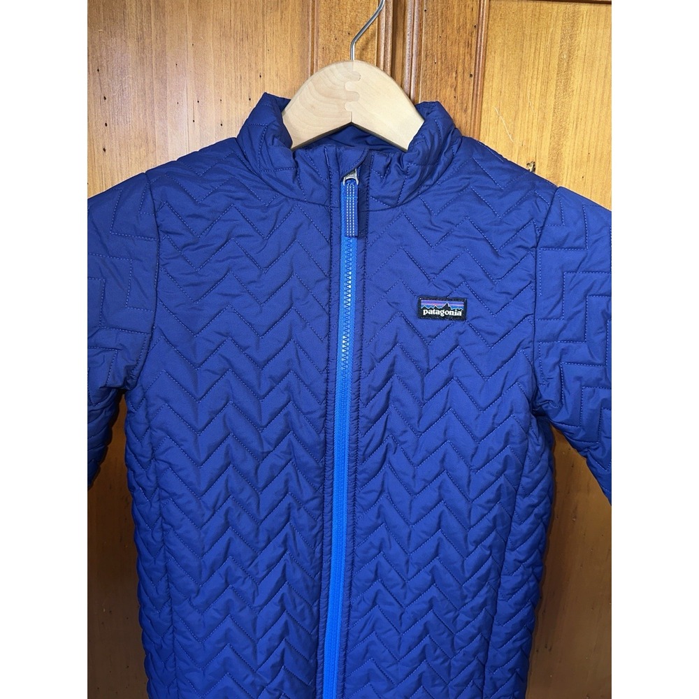 Patagonia Girl's M Sweater Jacket Quilted Chevron Blue Full Zip Coat Outdoor - Picture 2 of 11